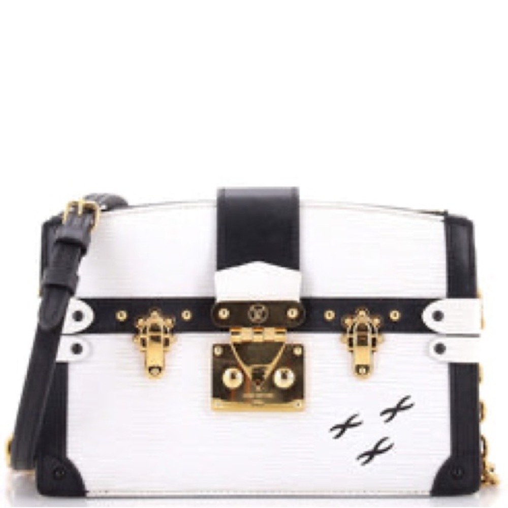 Authentic Louis Vuitton White and Black Epi Leather Trunk Crossbody Bag